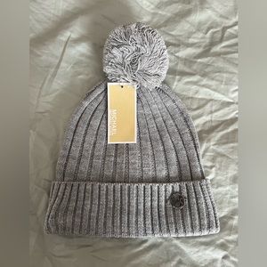 MICHAEL Michael Kors Gray Ribbed Knit Beanie